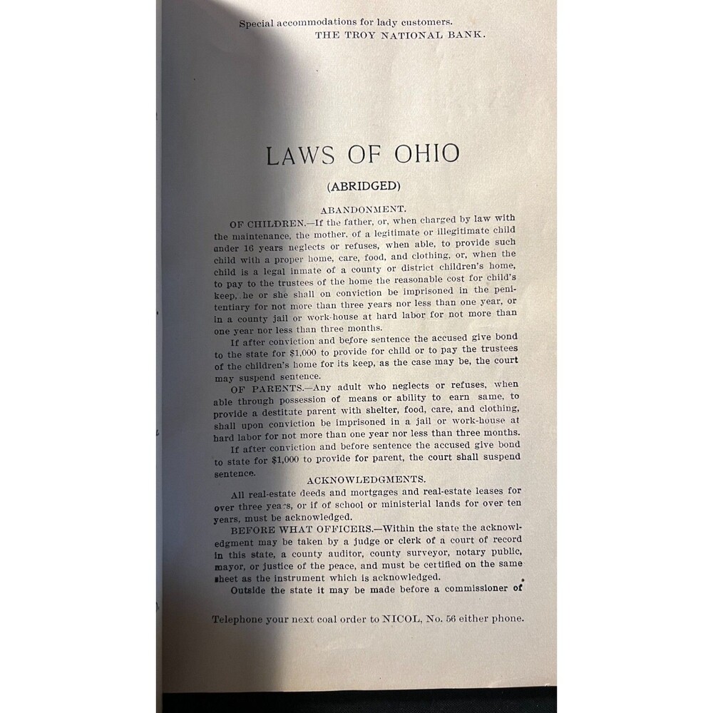 Antique 1901 - LAWS OF OHIO by Gilbert, Shipman & Campbell - The Miami Union Pub